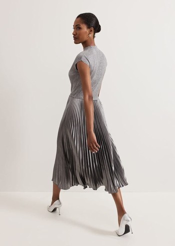 Phase Eight Jayla Metallic Dress Silver USA | 3920816-UT